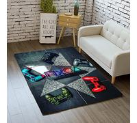 Alfombra de Grafiti 3D Consola de Juegos Patrón Alfombra Sala de Estar Dormitorio Moderno Cuadrado Niño Adolescente Franela Decoración Alfombra, Naranja Gris Negro,Antideslizante (Multi A,100x150 cm)