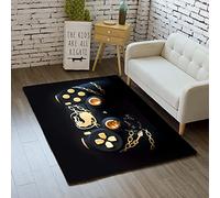 Alfombra de Grafiti 3D Consola de Juegos Patrón Alfombra Sala de Estar Dormitorio Moderno Cuadrado Niño Adolescente Franela Decoración Alfombra, Naranja Gris Negro,Antideslizante (Multi C,80x120 cm)