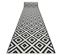 Alfombra de pasillo BCF MORAD diamantes negro / crema 120 cm 120x250 cm
