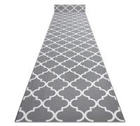 Alfombra de pasillo con refuerzo de goma 80 cm Enrejado Trébol marroquí gris Trellis 30352 80x610 cm
