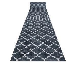 Alfombra de pasillo con refuerzo de goma LOTUS CLOVER 60924 Trébol jaspeado negro lavable 60 cm 60x1350 cm