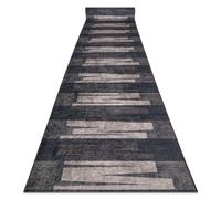 Alfombra de pasillo con refuerzo de goma LOTUS VENETO 60910 Rayas geométricos marrón lavable 60 cm 60x780 cm