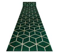 Alfombra de pasillo EMERALD exclusivo 1014 glamour elegante cubo botella verde / oro 80 cm 80x110 cm