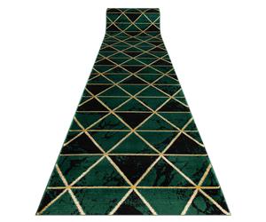 Alfombra de pasillo EMERALD exclusivo 1020 glamour elegante mármol triangulos botella verde / oro 120 cm 120x910 cm
