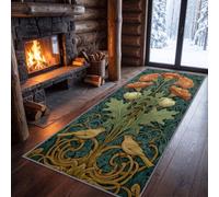 Alfombra de pasillo estilo rústico vintage, 60 x 240 cm | Alfombra de cocina con diseño floral, antideslizante, lavable, para pasillo, entrada, vestíbulo, dormitorio y oficina