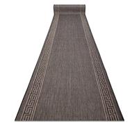 Alfombra de pasillo sisal SION 20446 Marco llave griega Tejido plano natural beige obscuro 120 cm 120x770 cm