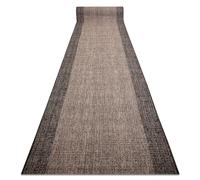 Alfombra de pasillo sisal SION 6053 Marco Tejido plano negro / marrón 120 cm 120x370 cm