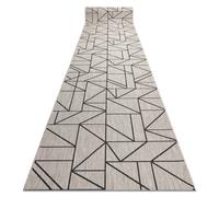 Alfombra de pasillo SIZAL FLOORLUX modelo 20605 Triángulos Geométrico plateado / negro 120 cm 120x120 cm