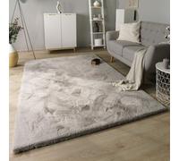 Alfombra de pelo alto para sala de estar, estilo "shaggy", imitación de piel de conejo, pelo largo, suave, de tamaño 120 cm, redonda