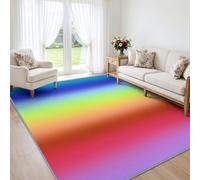 Alfombra de pelo corto abstracta 80 x 150 cm, lavable, antideslizante, con ondas de arco iris, a rayas, multicolor degradado de color, para oficina, comedor, sala de juegos, sala de juegos