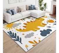 Alfombra de pelo corto con diseño de nubes de dinosaurio, arco iris, 80 x 150 cm, lavable a máquina, antideslizante, lana sintética duradera para dormitorio, comedor, guardería, oficina en casa