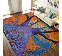 Alfombra de pelo corto infantil resistente antideslizante con otoño de árbol grande, hojas de arce, decoración lavable a máquina, alfombra para sofá, sala de estar, dormitorio, sala de juegos