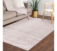 Alfombra de pelo corto Mazovia - Abstracta, color beige y blanco, ideal para salones y dormitorios, apta para personas con alergias - 200x300 cm