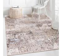 Alfombra de pelo corto Mazovia - Abstracta, color beige y marrón, ideal para salones y dormitorios, apta para personas con alergias - 200x300 cm