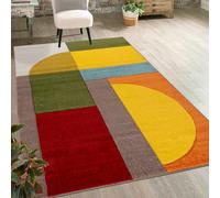 Alfombra de pelo corto Mazovia: Alfombra geométrica y colorida para sala de estar, dormitorio o habitación juvenil - 140x200 cm