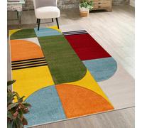 Alfombra de pelo corto Mazovia: Alfombra geométrica y colorida para sala de estar, dormitorio o habitación juvenil - 160x230 cm