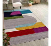 Alfombra de pelo corto Mazovia: Alfombra geométrica y colorida para sala de estar, dormitorio o habitación juvenil - 120x170 cm