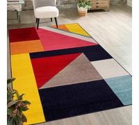 Alfombra de pelo corto Mazovia: Alfombra geométrica y colorida para sala de estar, dormitorio o habitación juvenil - 200x300 cm