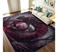 Alfombra de pelo corto para niño, niña, suave, antideslizante, con dragón mítico, lavable, a máquina, alfombra para sofá, sala de estar, dormitorio, sala de juegos, gótico, fantástico, 160 x 230 cm