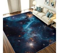 Alfombra de pelo corto para niño, niña, suave, resistente, antideslizante, con espacio nebulosa estrella, decoración lavable a máquina, alfombra para sofá, salón, dormitorio, sala de juegos, espacio