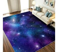Alfombra de pelo corto para niños, suave, resistente, antideslizante, con nebulosa, vía láctea, para sofá, sala de estar, dormitorio, sala de juegos, cielo estrellado realista, 160 x 230 cm