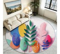 Alfombra de pelo corto, redonda, 90 cm, lavable, multicolor, moderna, para sofá, mesa de café, 3D, corte de papel, círculo, geométrico, salón, dormitorio, parte inferior antideslizante, para comedor