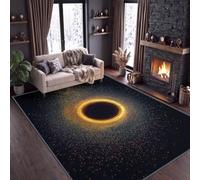 Alfombra de salón, 180 x 240 cm, anillo geométrico luminoso, alfombra de dormitorio, suave y antideslizante, arte fantástico, lavable a máquina, Felpudo para salón, cocina, pasillo y decoración del