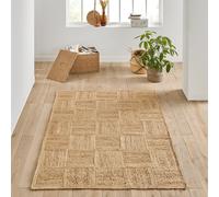 Alfombra de yute a cuadros, Mulfier. Talla 120 x 170 cm. Color Natural
