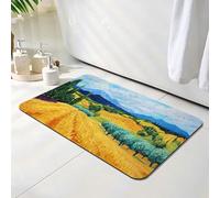 Alfombra Diatomita Baño 30 x 40 cm, Van Gogh Alfombra Bañera Antideslizante, Ducha Secado Rapido Alfombrilla Baño, Alfombrilla de Baños Lavable, Fácil de Limpiar, para Ducha, Bañera Rural O-4727