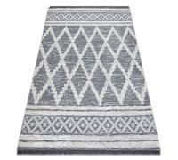 Alfombra ECO sisal BOHO MOROC Diamantes 22297 franjas - dos niveles de vellón gris / crema alfombra reciclada 194x290 cm