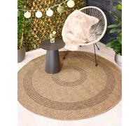 Alfombra exterior redonda Unyqoos® "Sunset Spirit" con aspecto de yute, color beige/, diámetro 160 cm, para uso en exteriores