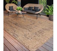 Alfombra exterior resistente a la intemperie, diseño moderno con tejido plano y apariencia de yute, ideal para terrazas y balcones. Tamaño: 240 x 340 cm
