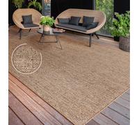 Alfombra exterior resistente a la intemperie, diseño moderno con tejido plano y apariencia de yute, ideal para terraza y balcón. Tamaño: 200 x 280 cm