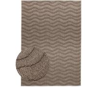 Alfombra exterior Unyqoos® Dunor Ripple – Marrón, 200 x 300 cm, 100% polipropileno, diseño elegante para terraza y jardín