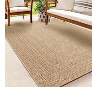 Alfombra exterior Unyqoos® KANSAS – Aspecto de yute, resistente a la intemperie y a los rayos UV, robusta y fácil de limpiar, diseño natural, 120 x 170 cm