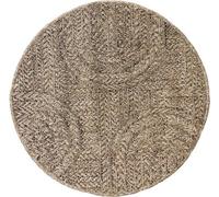 Alfombra exterior Unyqoos® Kansas, redonda, de 80 cm de diámetro. Aspecto de yute resistente, resistente a la intemperie y a los rayos UV, con motivos circulares/ondulados, ideal para terrazas, jardin