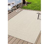 Alfombra exterior Unyqoos® KANSAS – resistente a la humedad y a los rayos UV, aspecto de yute, robusta y fácil de limpiar, color crema, 160 x 230 cm