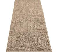 Alfombra exterior Unyqoos® KANSAS: robusta, con apariencia de yute y diseño de círculos/ondas, resistente a la intemperie y a los rayos UV, ideal para terrazas y jardines, 80 x 250 cm