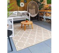 Alfombra exterior Unyqoos® Trellis Retreat – Alfombra para jardín y terraza, color beige, 160 x 230 cm, con una paleta de colores suaves y un diseño tridimensional texturizado