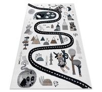 Alfombra FUN Route para niños calle animales crema 280x370 cm