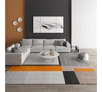 Alfombra grande de 2 x 2,90 m, 200 x 290 cm, suave, lavable, antideslizante, para salón, comedor, dormitorio, geométrica moderna, color gris