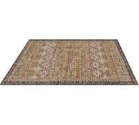 Alfombra grande de 8 x 10 pies (aproximadamente 2.4 x 3 metros) con base antideslizante, ideal para interiores, de estilo vintage en tonos marrón y verde