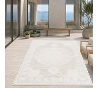 Alfombra "Greige Creme Vintage Ornament", ideal para interiores y exteriores, tejido plano, tamaño: 140 x 200 cm
