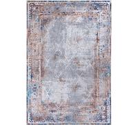Alfombra gris Mazovia: Alfombra abstracta de estilo vintage para sala de estar, dormitorio u oficina. Se puede lavar en la lavadora. Dimensiones: 160 x 230 cm