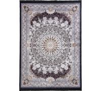 Alfombra gris Mazovia: Alfombra tradicional para sala de estar, dormitorio u oficina. Se puede lavar en la lavadora. Dimensiones: 140 x 200 cm
