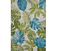 Alfombra Hanse Home para interiores y exteriores, diseño de hojas tropicales, resistente a la humedad, robusta, color turquesa y verde - 120x180 cm