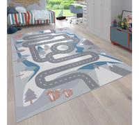 Alfombra infantil, alfombra de juego, alfombra para habitación de niños, diseño de calles con animales, color crema, tamaño 240x340 cm