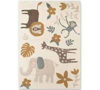 Alfombra infantil Hanse Home, diseño "Safari de animales", con animales, ideal para jugar, para habitación infantil, color crema - 120x170 cm