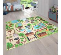 Alfombra infantil para habitación de niños, alfombra de juego, diseño de zoológico con tigre, oso, león, colores variados, tamaño 200x290 cm