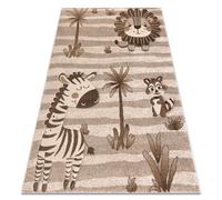 Alfombra KIDDO 3869 beige / crema animales de safari para niños sensorial 200x290 cm